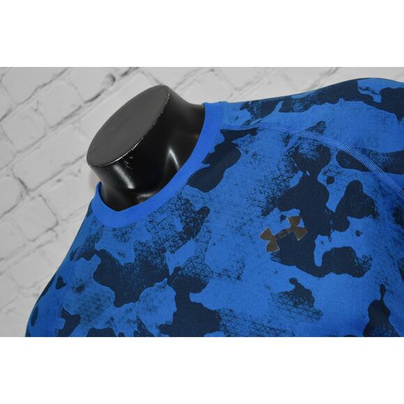 Under Armour Shirt Mens Size Large Gym Running Performance HeatGear Blue Camo - Picture 8 of 8